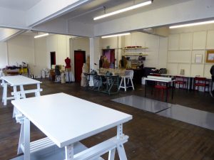 Sewing Studio hire for Fashion Designers & Costume Makers in Leeds. We offer ad hoc & permanent use of our Sewing Room in a variety of combinations You can rent just a machine/overlocker, a single cutting table, desk space etc